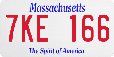 MA license plate 7KE166