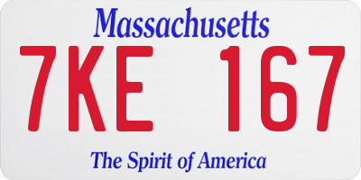 MA license plate 7KE167