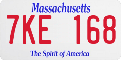 MA license plate 7KE168