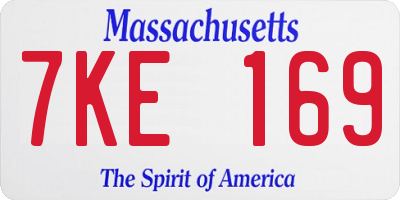 MA license plate 7KE169