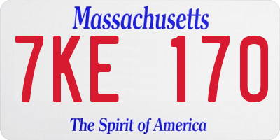 MA license plate 7KE170