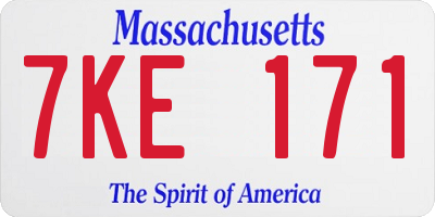 MA license plate 7KE171