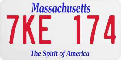 MA license plate 7KE174