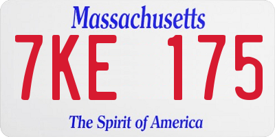 MA license plate 7KE175
