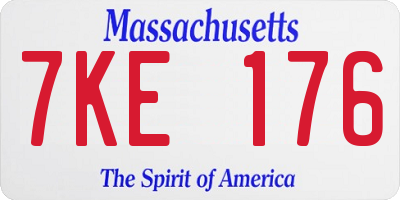MA license plate 7KE176