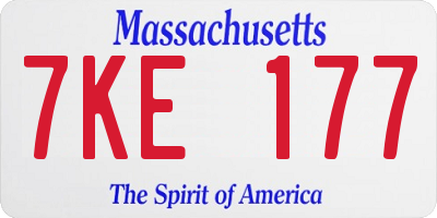 MA license plate 7KE177
