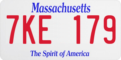 MA license plate 7KE179