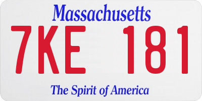 MA license plate 7KE181