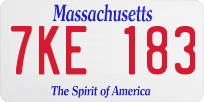 MA license plate 7KE183