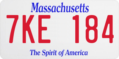MA license plate 7KE184