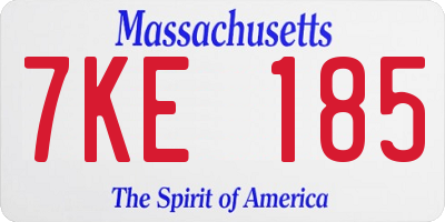 MA license plate 7KE185