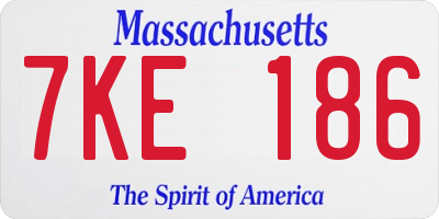 MA license plate 7KE186