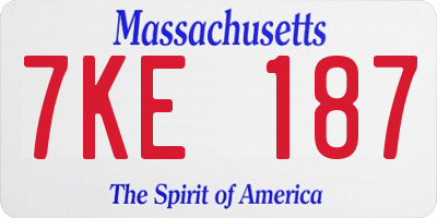 MA license plate 7KE187
