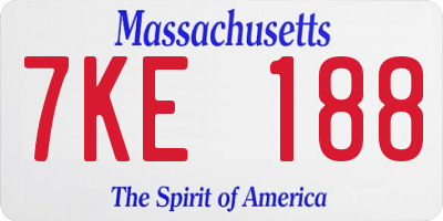 MA license plate 7KE188