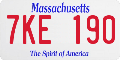 MA license plate 7KE190