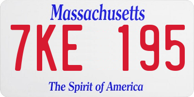 MA license plate 7KE195