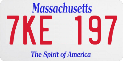 MA license plate 7KE197