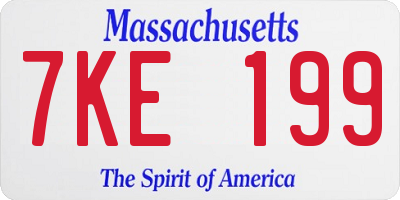 MA license plate 7KE199