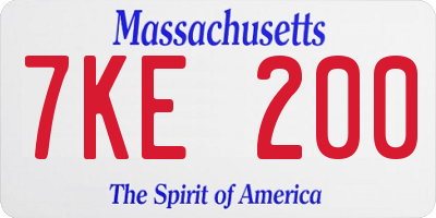 MA license plate 7KE200