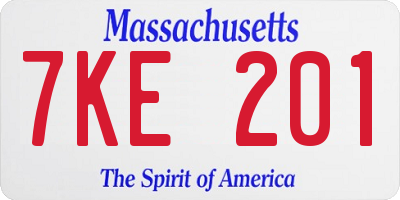 MA license plate 7KE201
