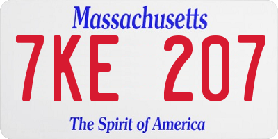 MA license plate 7KE207