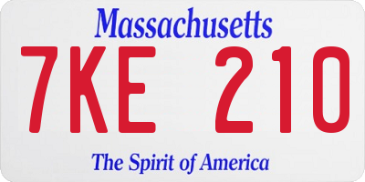 MA license plate 7KE210