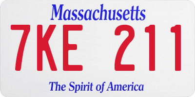 MA license plate 7KE211