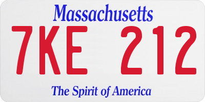MA license plate 7KE212