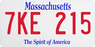 MA license plate 7KE215