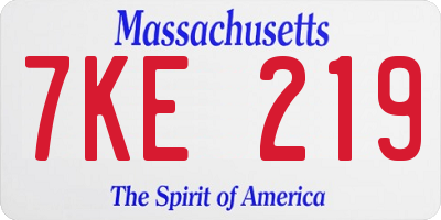 MA license plate 7KE219
