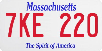 MA license plate 7KE220