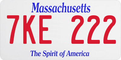 MA license plate 7KE222