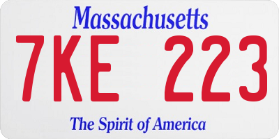 MA license plate 7KE223