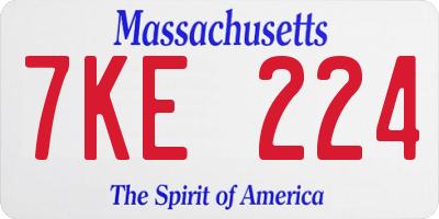 MA license plate 7KE224