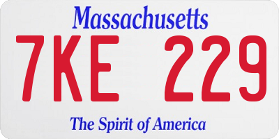 MA license plate 7KE229