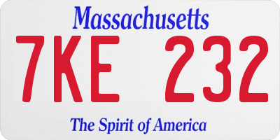 MA license plate 7KE232