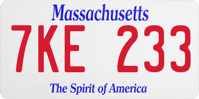 MA license plate 7KE233