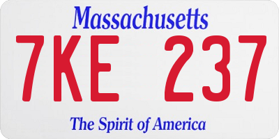 MA license plate 7KE237