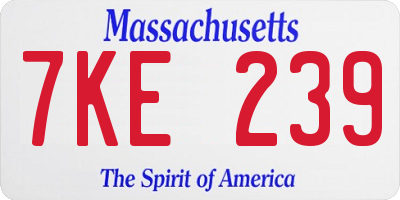 MA license plate 7KE239