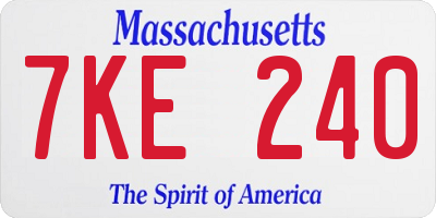 MA license plate 7KE240