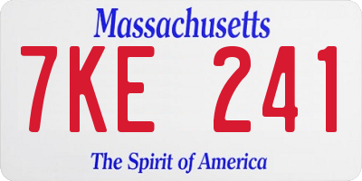 MA license plate 7KE241