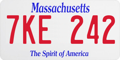 MA license plate 7KE242