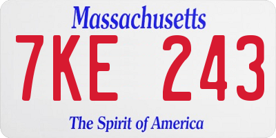 MA license plate 7KE243