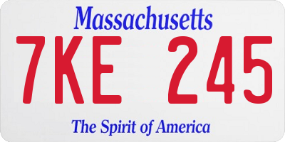 MA license plate 7KE245