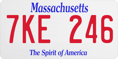 MA license plate 7KE246