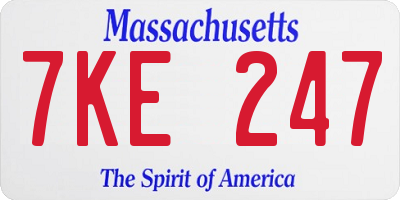 MA license plate 7KE247