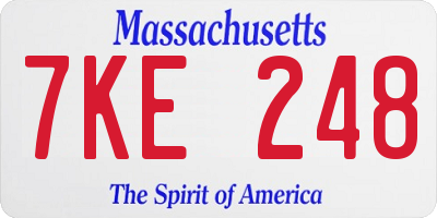 MA license plate 7KE248