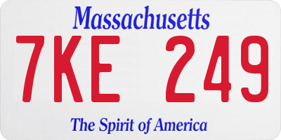 MA license plate 7KE249