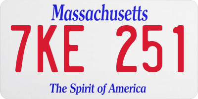 MA license plate 7KE251