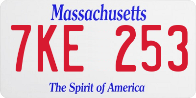 MA license plate 7KE253